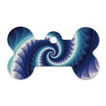 Purple & Aqua Spiral Fractal  Dog Tag Bone (One Side)