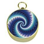 Purple & Aqua Spiral Fractal  Gold Compass