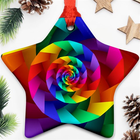 Psychedelic Rainbow Spiral Ornament (Star) from ArtsNow.com Front