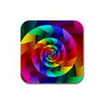 Psychedelic Rainbow Spiral Rubber Square Coaster (4 pack)