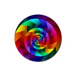 Psychedelic Rainbow Spiral Rubber Coaster (Round)