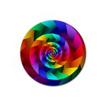 Psychedelic Rainbow Spiral Rubber Round Coaster (4 pack)