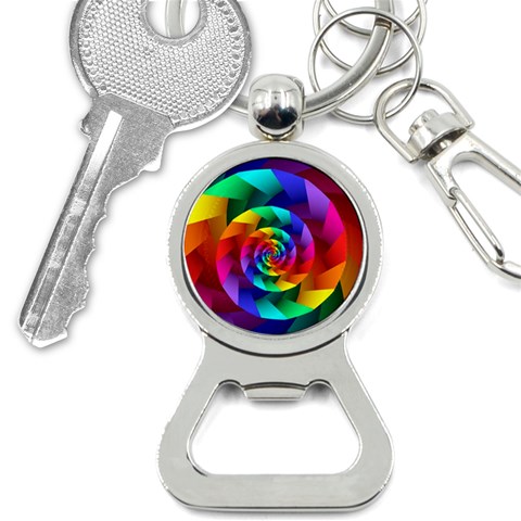 Psychedelic Rainbow Spiral Bottle Opener Key Chain from ArtsNow.com Front
