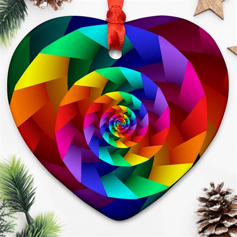 Psychedelic Rainbow Spiral Heart Ornament (Two Sides) from ArtsNow.com Front