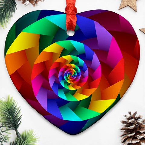 Psychedelic Rainbow Spiral Heart Ornament (Two Sides) from ArtsNow.com Back