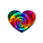 Psychedelic Rainbow Spiral Rubber Coaster (Heart)