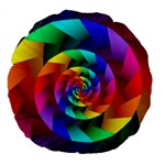 Psychedelic Rainbow Spiral Large 18  Premium Round Cushion 