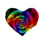 Psychedelic Rainbow Spiral Standard 16  Premium Heart Shape Cushion 