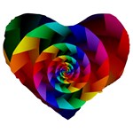 Psychedelic Rainbow Spiral Large 19  Premium Heart Shape Cushion