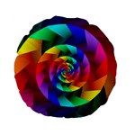 Psychedelic Rainbow Spiral Standard 15  Premium Flano Round Cushion 