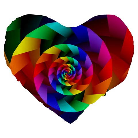 Psychedelic Rainbow Spiral Large 19  Premium Flano Heart Shape Cushion from ArtsNow.com Front