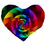 Psychedelic Rainbow Spiral Large 19  Premium Flano Heart Shape Cushion