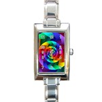 Psychedelic Rainbow Spiral Rectangle Italian Charm Watch