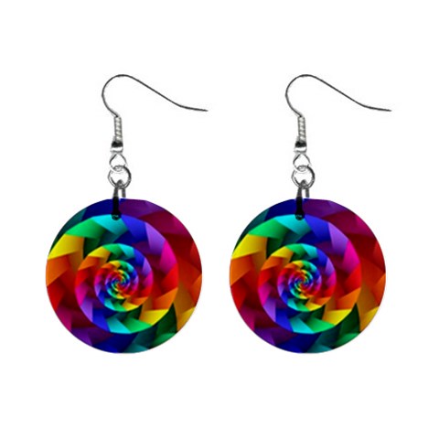 Psychedelic Rainbow Spiral 1  Button Earrings from ArtsNow.com Front