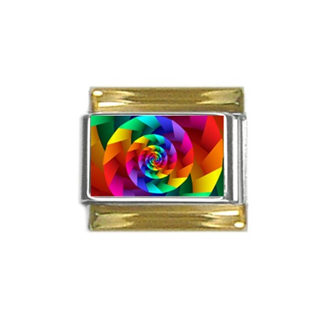 Psychedelic Rainbow Spiral Gold Trim Italian Charm (9mm) from ArtsNow.com Front