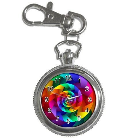 Psychedelic Rainbow Spiral Key Chain Watch from ArtsNow.com Front
