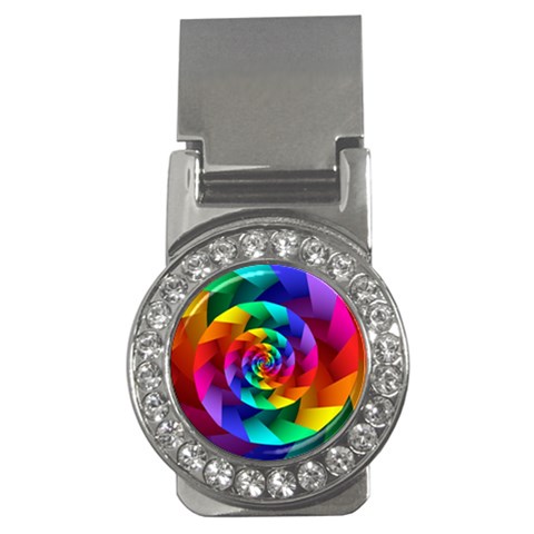 Psychedelic Rainbow Spiral Money Clip (CZ) from ArtsNow.com Front