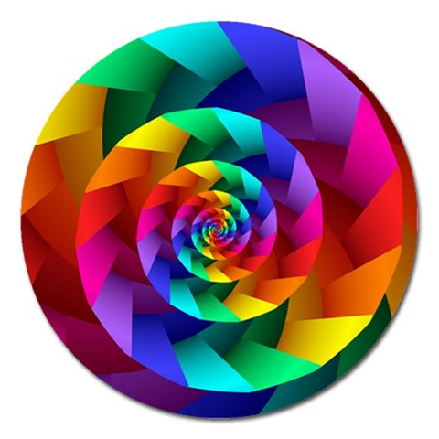 Psychedelic Rainbow Spiral Magnet 5  (Round) from ArtsNow.com Front