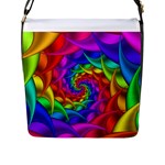 Psychedelic Rainbow Spiral Flap Closure Messenger Bag (L)
