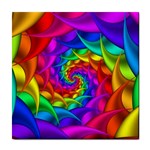 Psychedelic Rainbow Spiral Tile Coaster