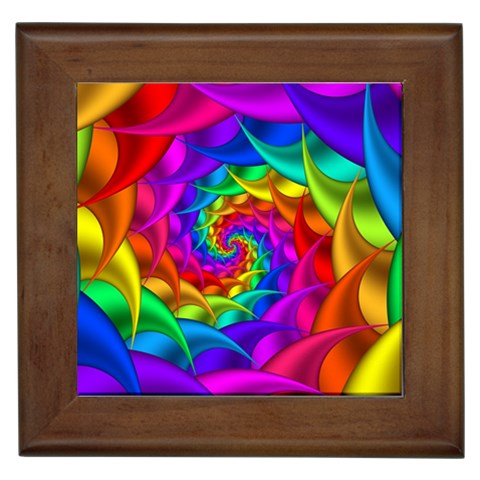 Psychedelic Rainbow Spiral Framed Tile from ArtsNow.com Front