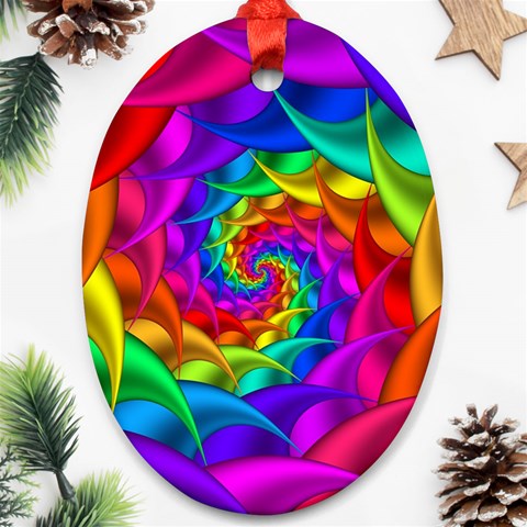 Psychedelic Rainbow Spiral Ornament (Oval) from ArtsNow.com Front
