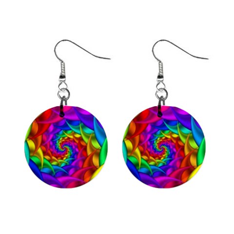 Psychedelic Rainbow Spiral 1  Button Earrings from ArtsNow.com Front
