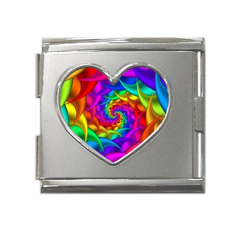 Psychedelic Rainbow Spiral Mega Link Heart Italian Charm (18mm) from ArtsNow.com Front