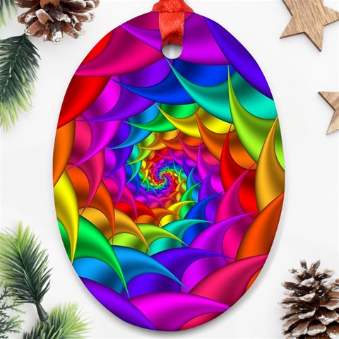 Psychedelic Rainbow Spiral Oval Ornament (Two Sides) from ArtsNow.com Front