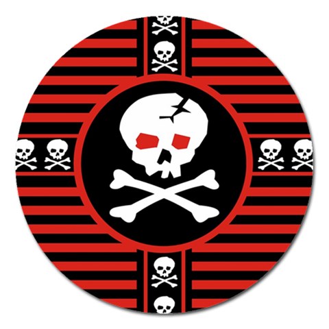 Skull Cross Magnet 5  (Round) from ArtsNow.com Front
