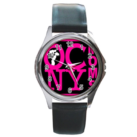 OCNYMOMS LOGO Round Metal Watches from ArtsNow.com Front