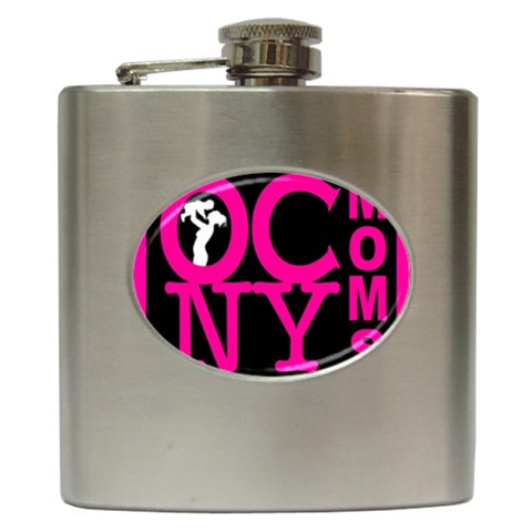 OCNYMOMS LOGO Hip Flask (6 oz) from ArtsNow.com Front