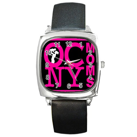 OCNYMOMS LOGO Square Metal Watches from ArtsNow.com Front