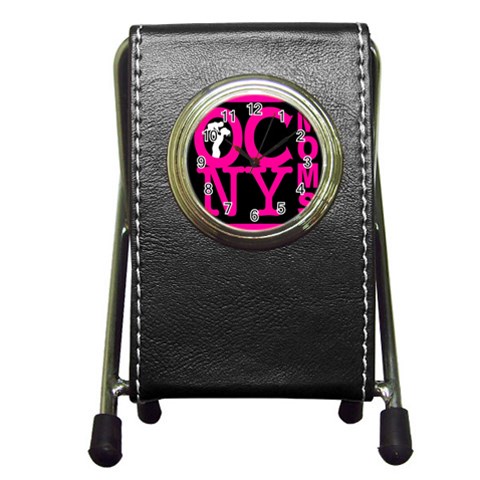 OCNYMOMS LOGO Pen Holder Desk Clocks from ArtsNow.com Front