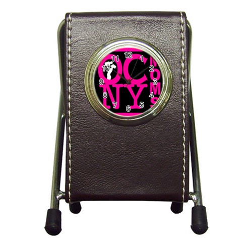 OCNYMOMS LOGO Pen Holder Desk Clocks from ArtsNow.com Front