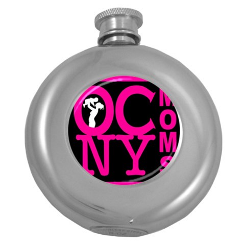 OCNYMOMS LOGO Round Hip Flask (5 oz) from ArtsNow.com Front