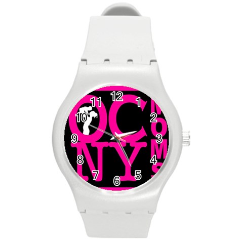 OCNYMOMS LOGO Round Plastic Sport Watch (M) from ArtsNow.com Front