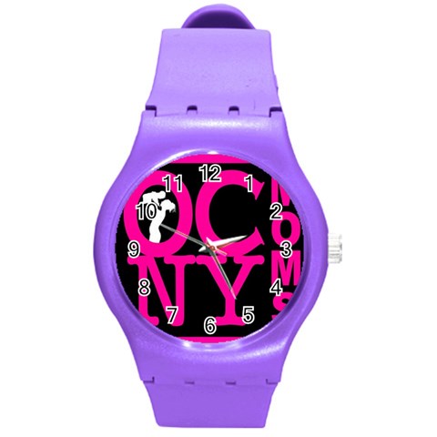 OCNYMOMS LOGO Round Plastic Sport Watch (M) from ArtsNow.com Front