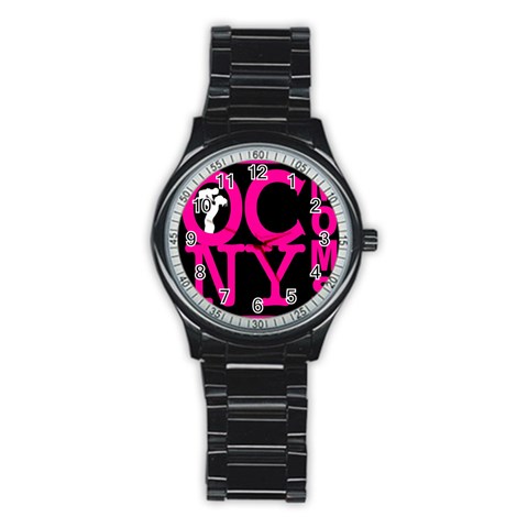 OCNYMOMS LOGO Stainless Steel Round Watches from ArtsNow.com Front
