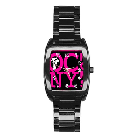 OCNYMOMS LOGO Stainless Steel Barrel Watch from ArtsNow.com Front