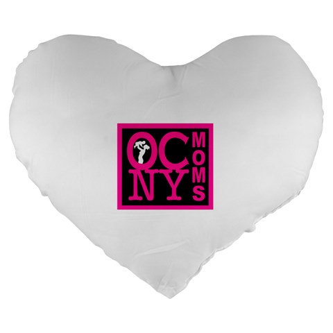 OCNYMOMS LOGO Large 19  Premium Flano Heart Shape Cushions from ArtsNow.com Front