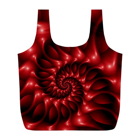Red Glossy Fractal Spiral Full Print Recycle Bag (L) from ArtsNow.com Front