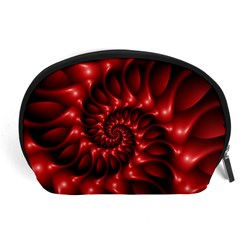 Red Glossy Fractal Spiral Accessory Pouch (Large) from ArtsNow.com Front