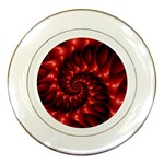 Red Glossy Fractal Spiral Porcelain Plate