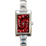 Red Glossy Fractal Spiral Rectangle Italian Charm Watch