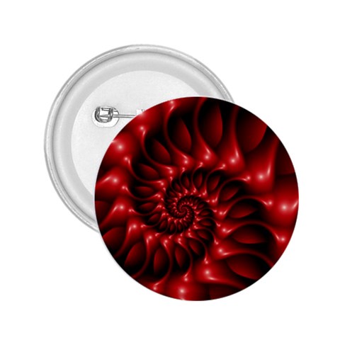Red Glossy Fractal Spiral 2.25  Button from ArtsNow.com Front