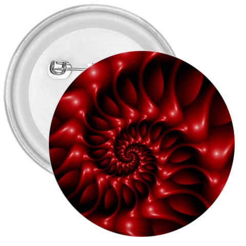 Red Glossy Fractal Spiral 3  Button from ArtsNow.com Front