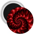 Red Glossy Fractal Spiral 3  Magnet