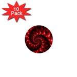 Red Glossy Fractal Spiral 1  Mini Magnet (10 pack) 