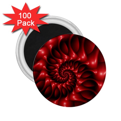 Red Glossy Fractal Spiral 2.25  Magnet (100 pack)  from ArtsNow.com Front